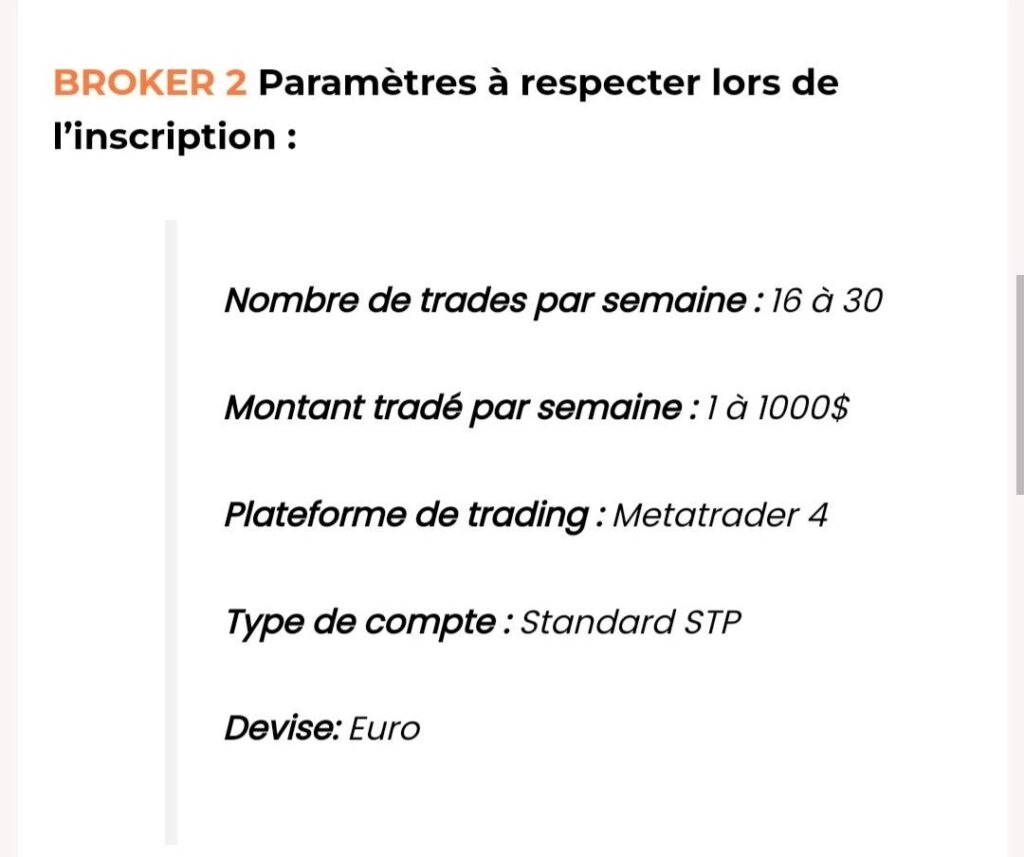 Paramètres à respecter lors de votre inscription sur VantageMarkets