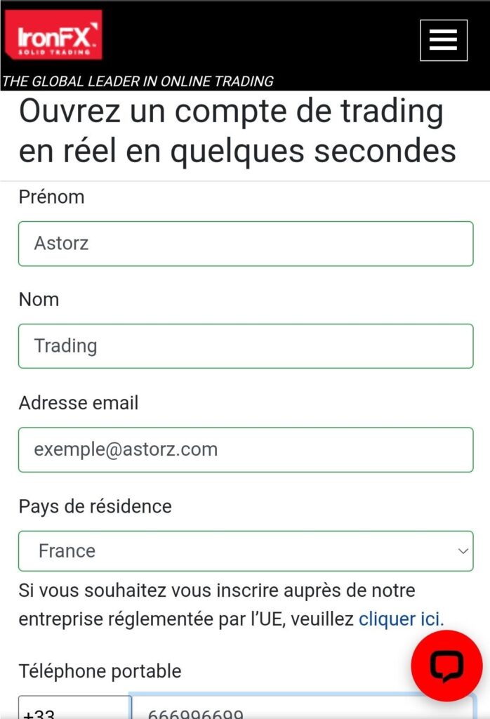 Ouvrir un compte IronFx