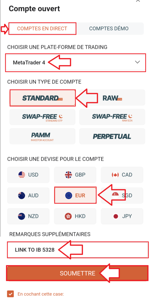 relier le Compte de trading supplémentaire à Astorz