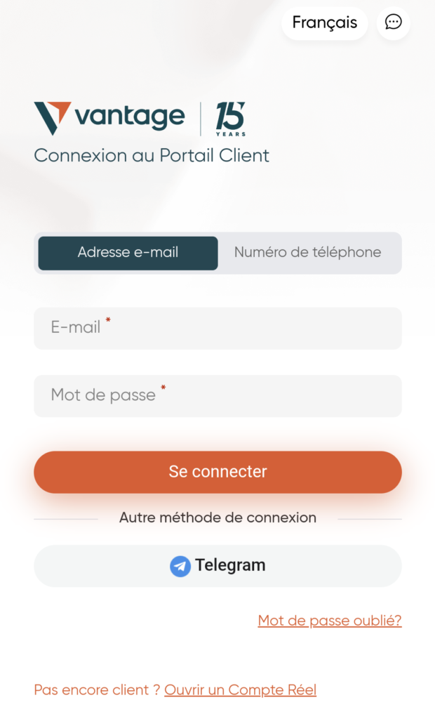 Connectez-vous à votre Compte Vantage Markets