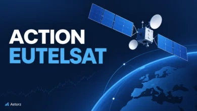 Illustration de l’action Eutelsat avec un satellite de télécommunication stylisé