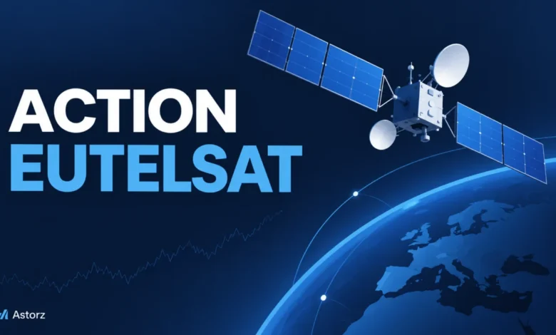 Illustration de l’action Eutelsat avec un satellite de télécommunication stylisé