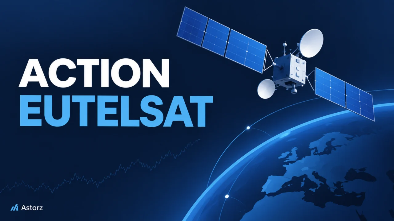 Illustration de l’action Eutelsat avec un satellite de télécommunication stylisé