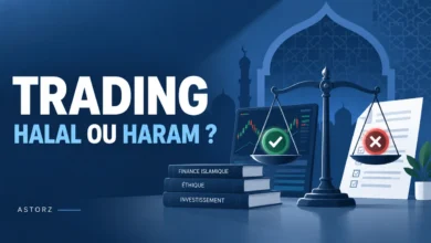 Illustration éditoriale sur le trading halal ou haram et la finance islamique