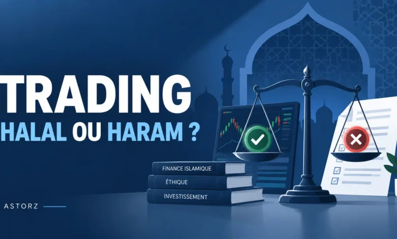Illustration éditoriale sur le trading halal ou haram et la finance islamique
